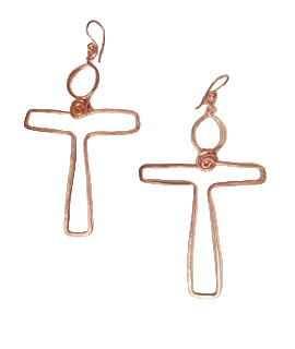 Ankh Copper Earrings